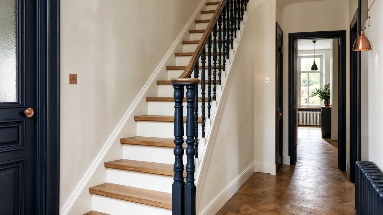 Escalier rénové par recouvrement : nouvelles marches en chêne et contremarches blanches